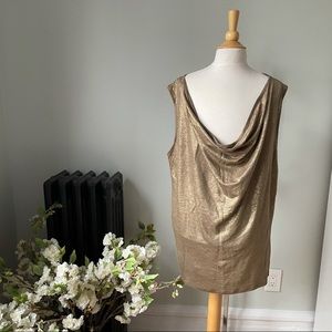 Petit bateau black dress + lurex Gold top